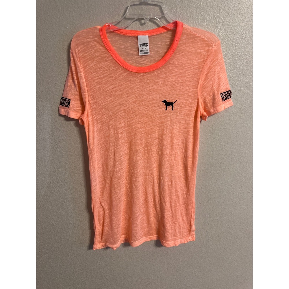 PINK‎ Victoria's Secret Burnout Tee Dog Logo Short Sleeve Top XS